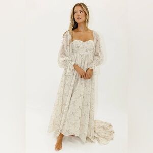 WORTH Collective Delilah Maxi Dress with Train in Blush - Bump Friendly size S